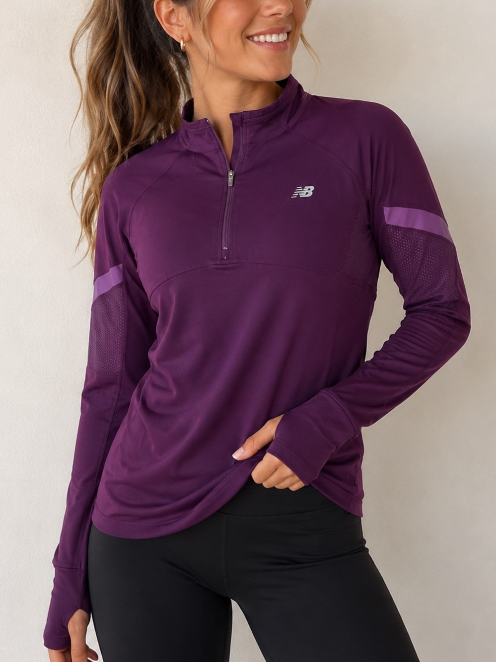 New Balance Women’s Large Purple‎ 1/4 Zip Performance Pullover Running top